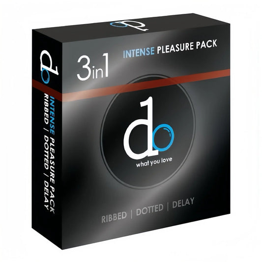 Do What You Love 3-in-1 Intense Pleasure Condoms – Ribbed, Dotted & Delay | 3 Pcs Romanzza Secrets
