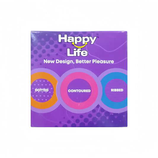 Happy Life Condoms – Dotted, Contoured & Ribbed (Mixed Pleasure Pack) Romanzza Secrets
